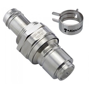 QD3H Male Quick Disconnect No-Spill Coupling, Panel Barb for ID 10mm (3/8in), Stainless Steel [QD3H-M10-P-SS]